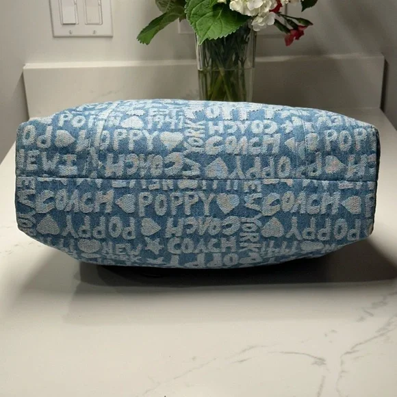 Coach 16988 Poppy Denim Blue and Silver Tote Shoulder Bag - Picture 10 of 16